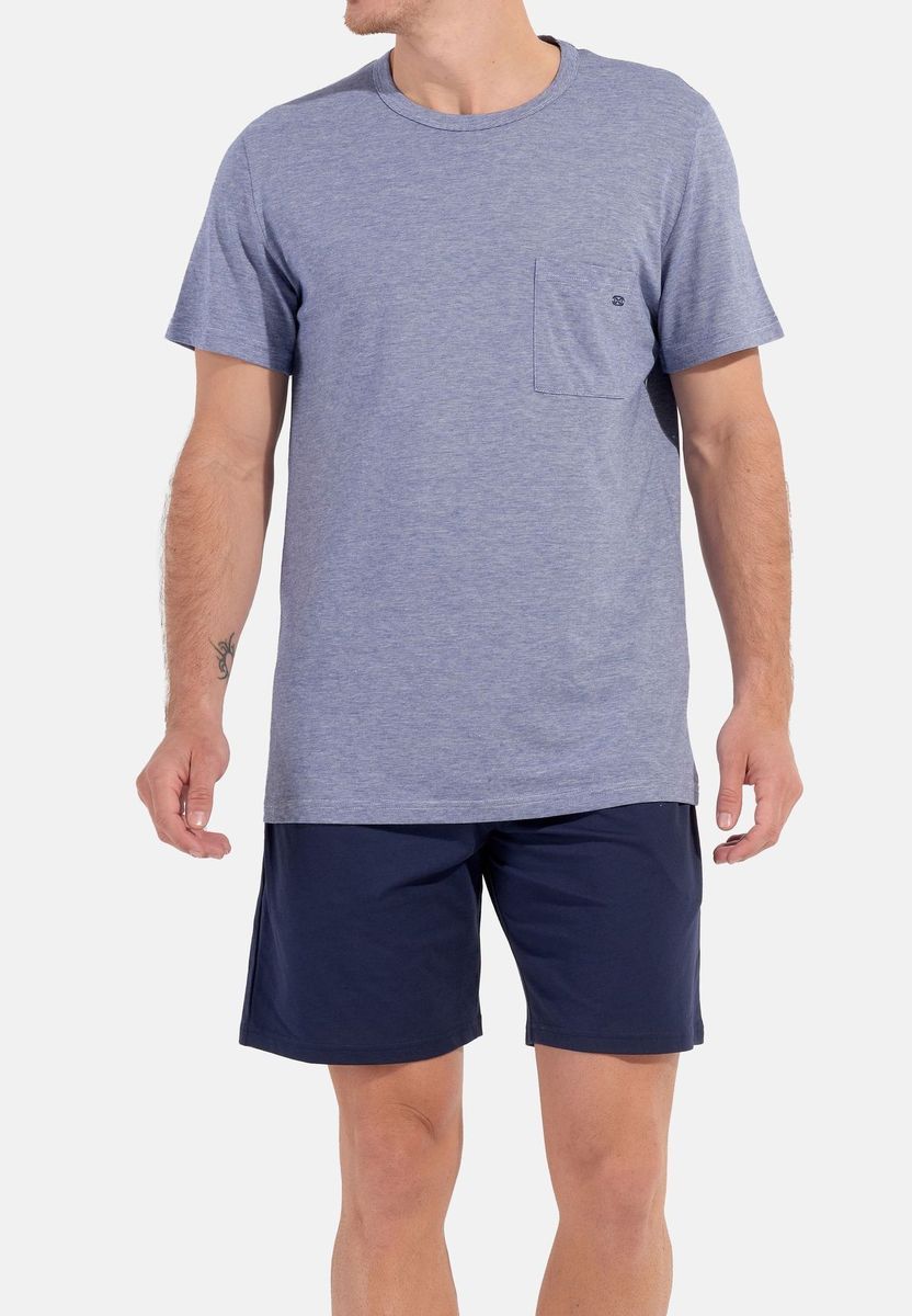 Herren Schlafanzug Set mit Brusttasche