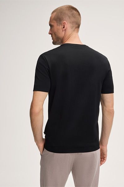 Windsor Floro Schwarzes Baumwoll T-Shirt Rundhals Kurzarm