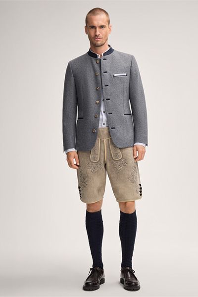 windsor x CocoVero Hemd Alois in Grau Gestreift Trachtenstil