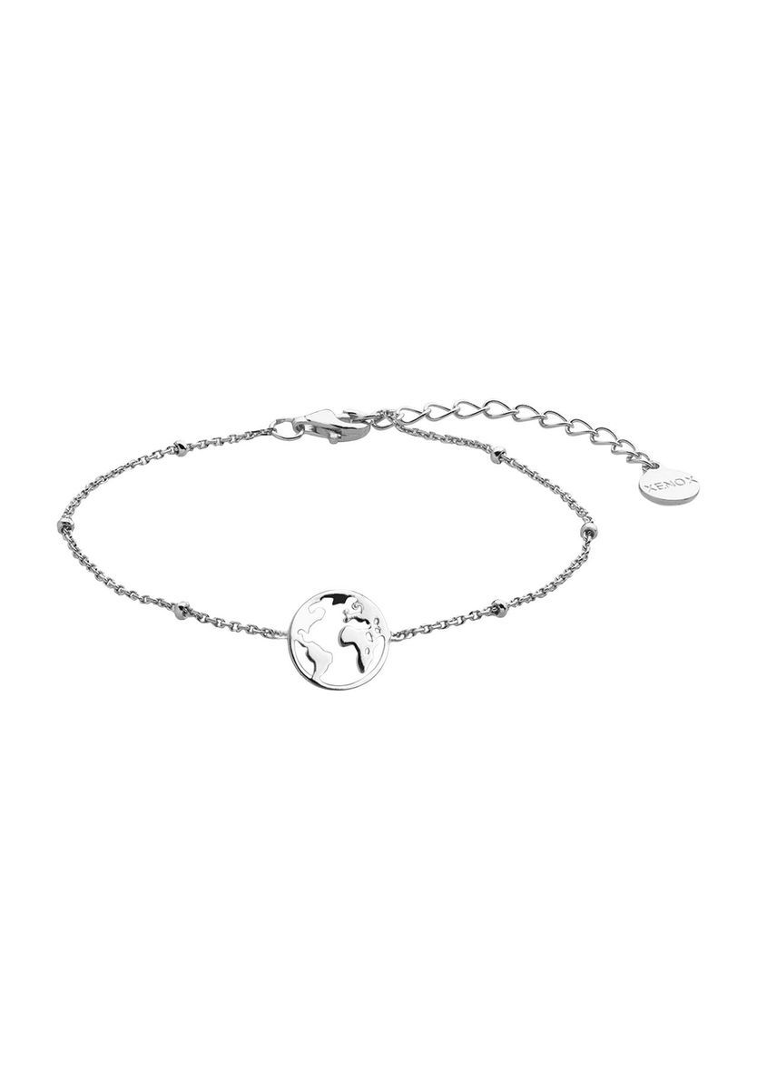 Silbernes Armband mit Weltkugel-Charm