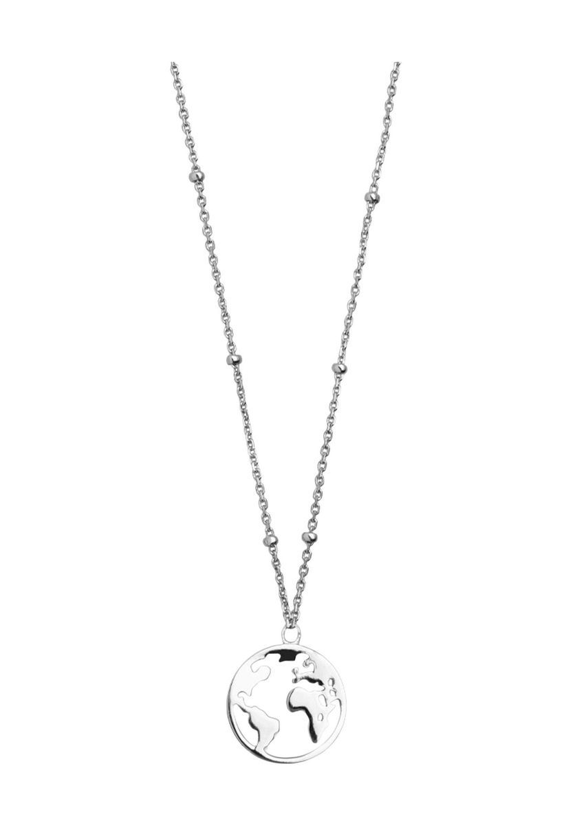 Silberkette mit Globus-Anhänger und Kugelkette