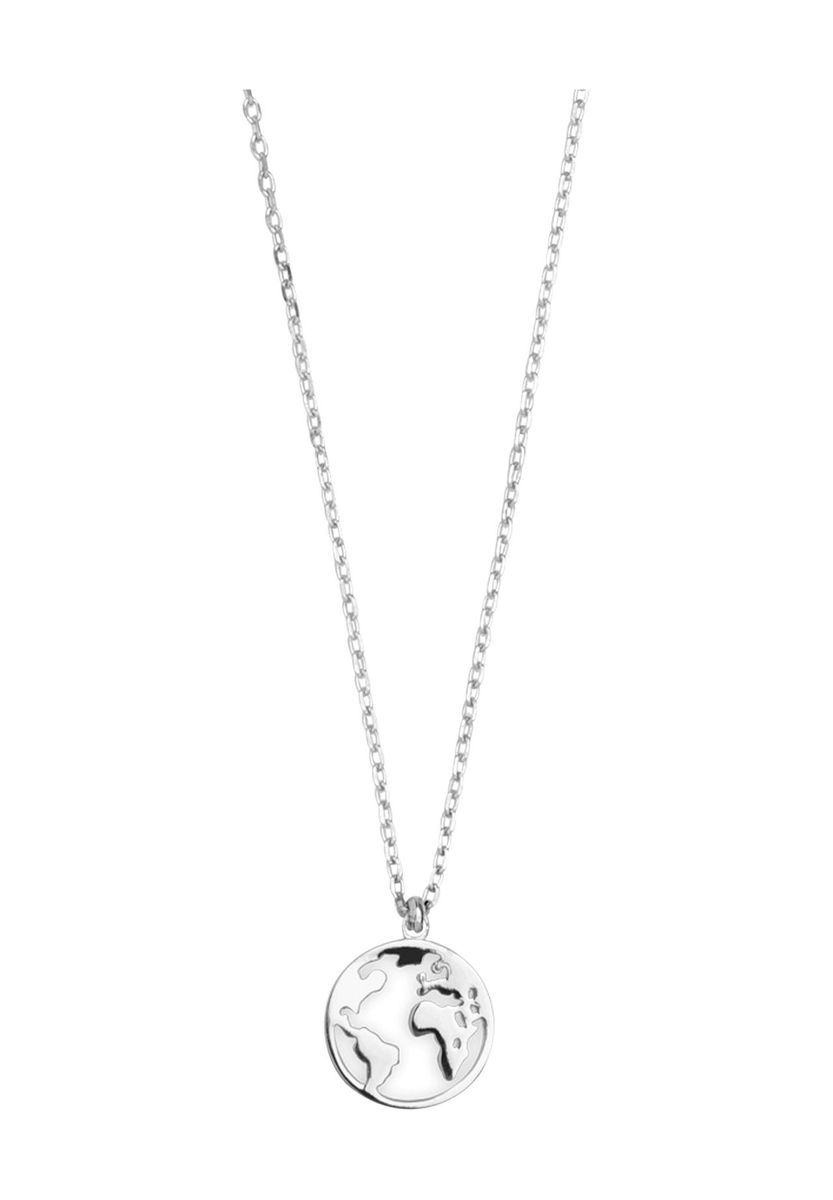 Silberne Weltkugel Anhänger Halskette