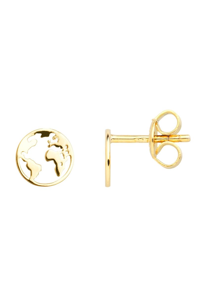 Zarte, vergoldete Weltkugel Ohrstecker