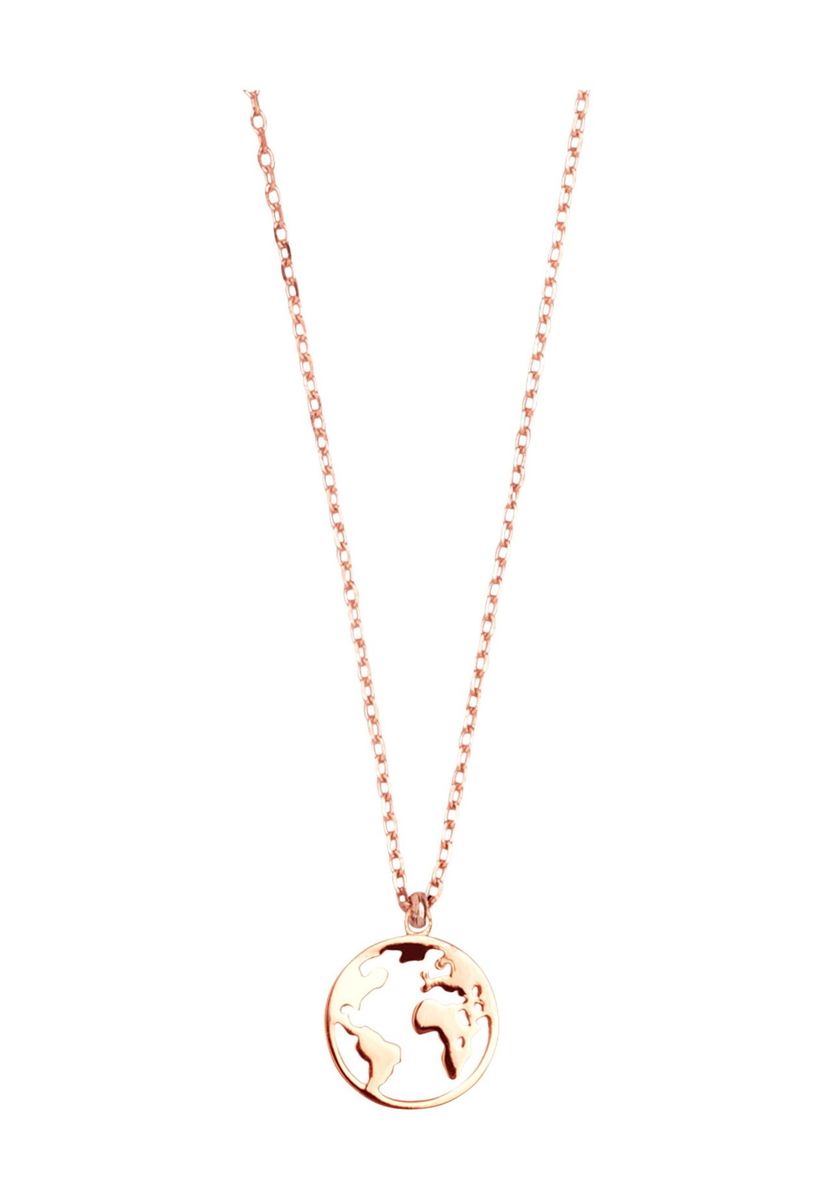Roségoldene Weltkugel Anhänger Halskette