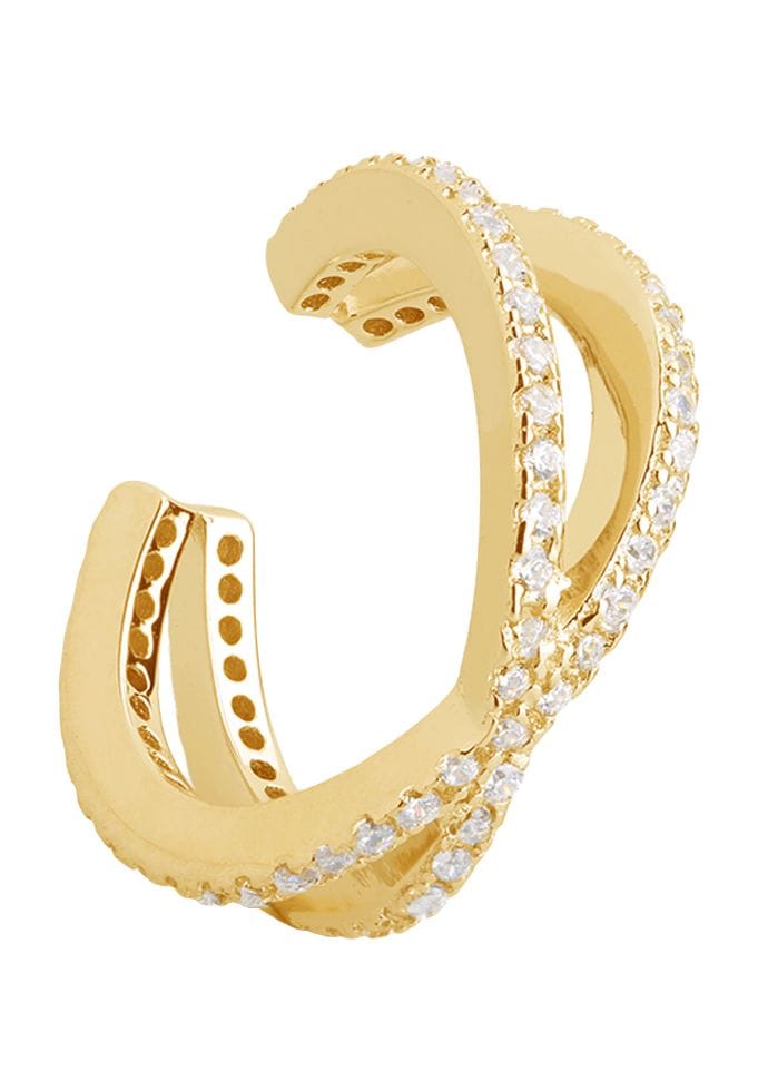 Vergoldete Ohrmanschette mit Zirkonia