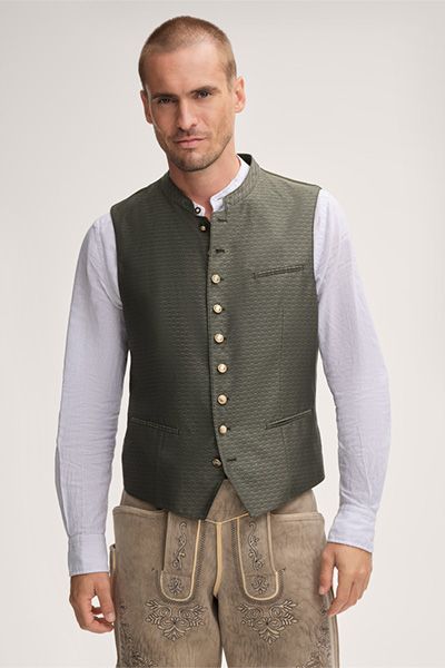 windsor x CocoVero Weste Ruedi Dunkelgrün Trachtenweste Jacquardstoff