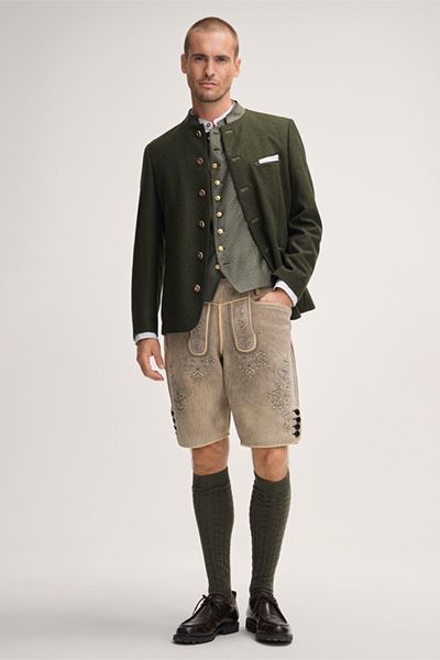 windsor x CocoVero Weste Ruedi Dunkelgrün Trachtenweste Jacquardstoff