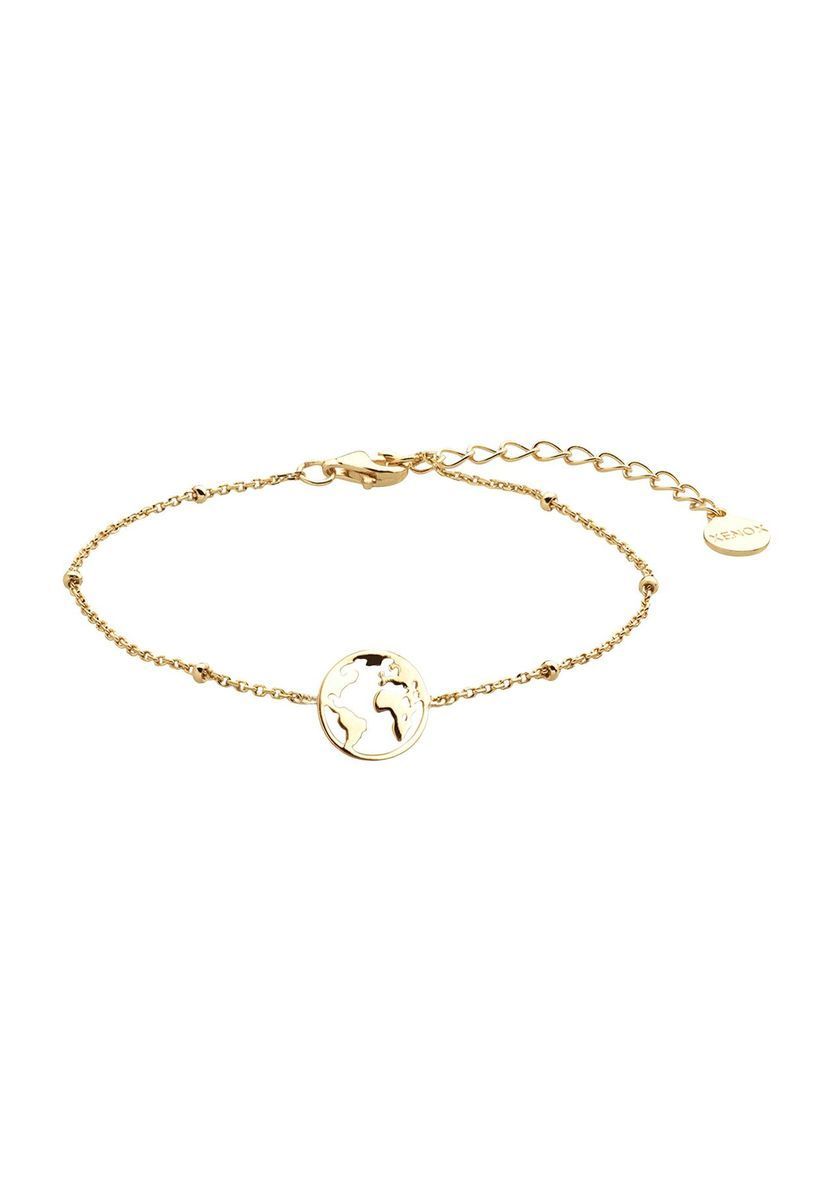 Zartes, goldplattiertes Armband mit Weltkugel