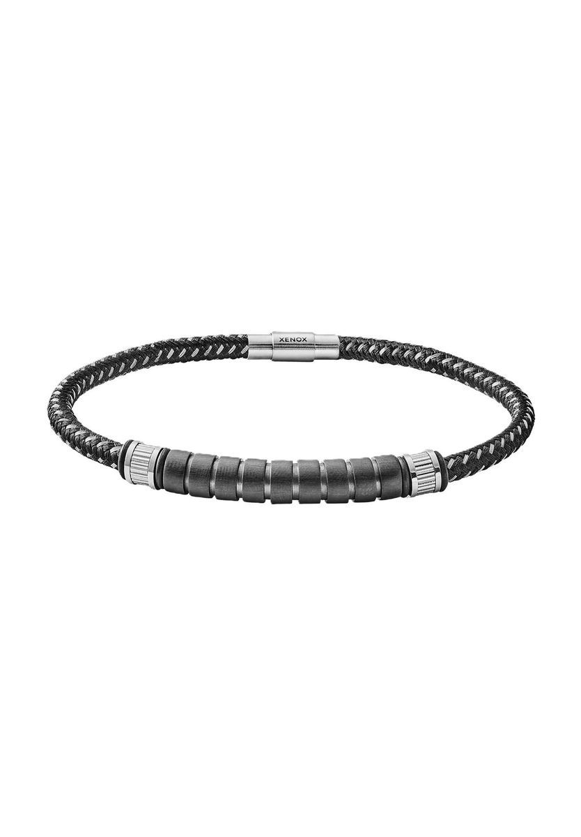 Herren Schwarz Geflochtenes Edelstahl Armband