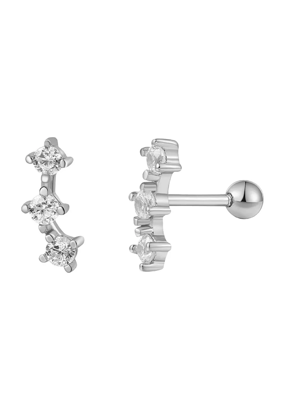 Elegante geschwungene Dreistein-Ohrstecker