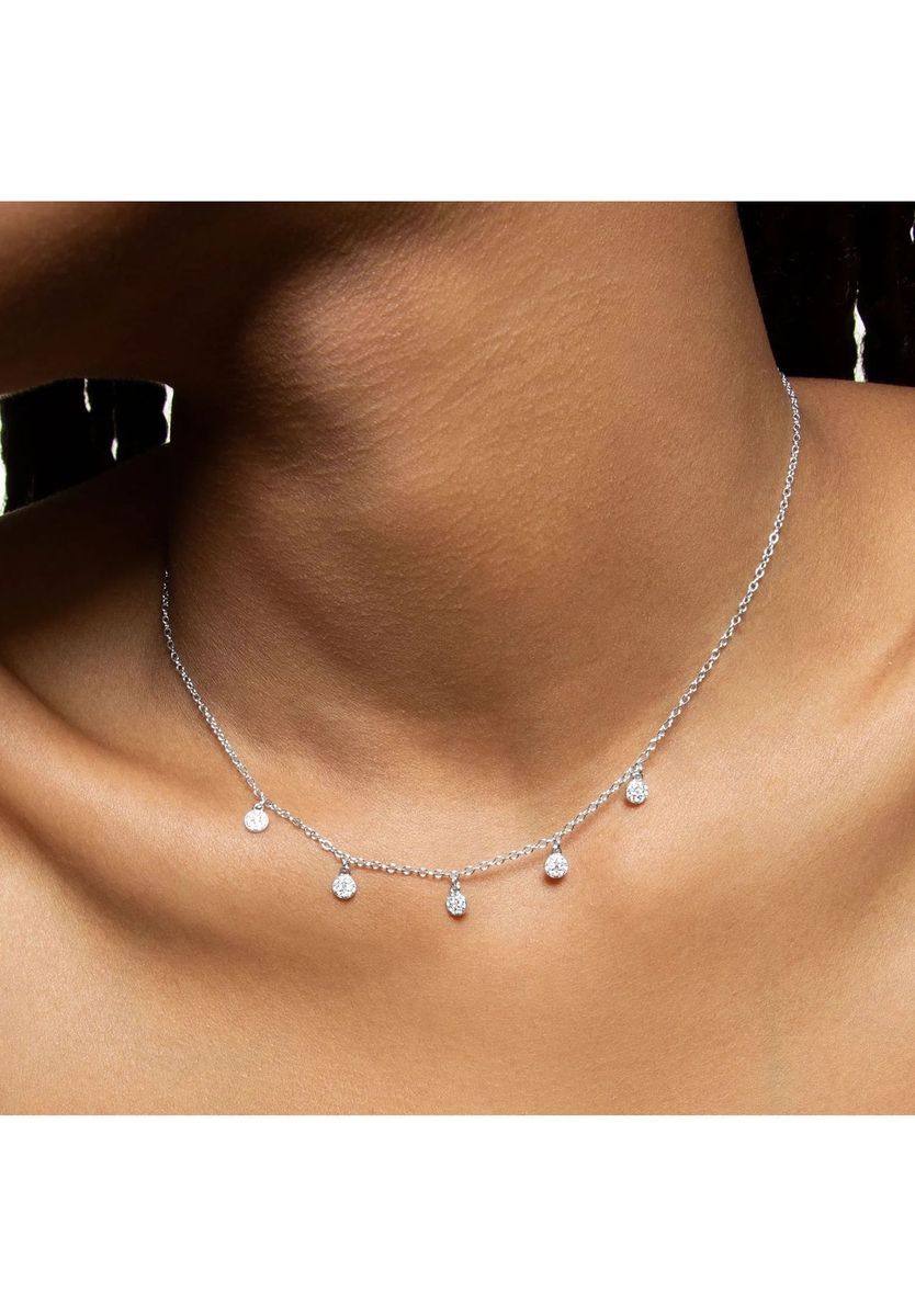 XENOX Damen Kette mit Anhänger, 925er Silber, WEISSGOLD, 99