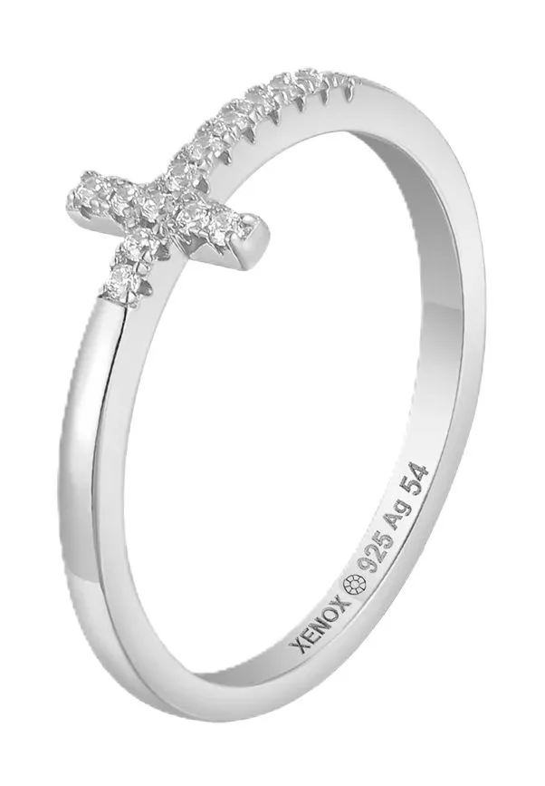 XENOX Damen Ring, 925er Silber, WEISSGOLD, 99