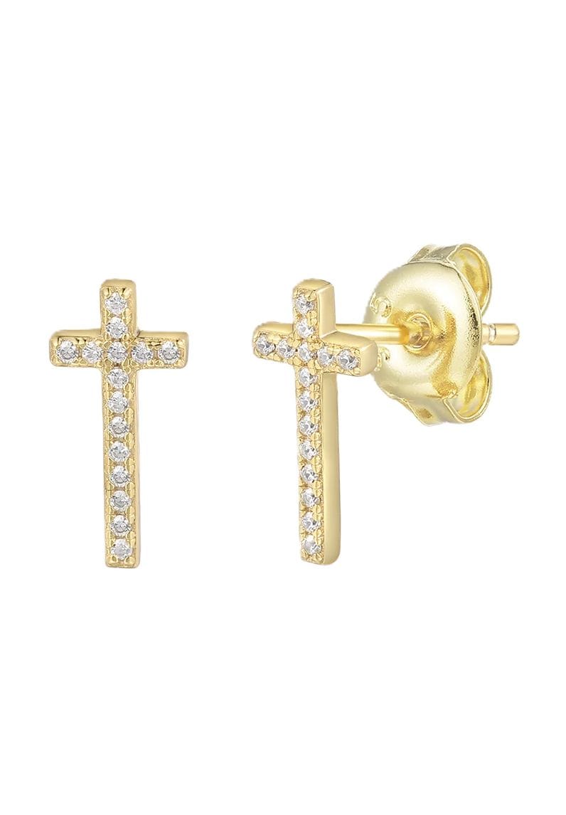 XENOX Damen Ohrstecker, 925er Silber, GELBGOLD, 99