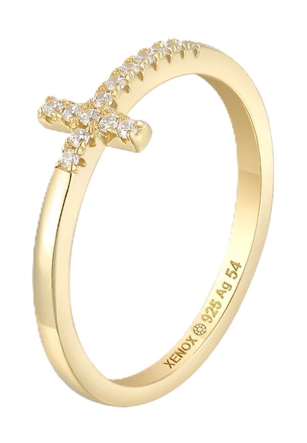 XENOX Damen Ring, 925er Sterling Silber, GELBGOLD, 99