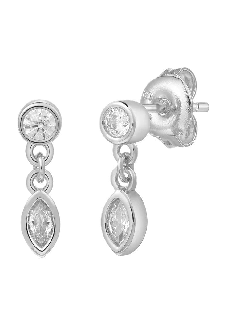 XENOX Damen Ohrstecker, 925er Silber, WEISSGOLD, 45