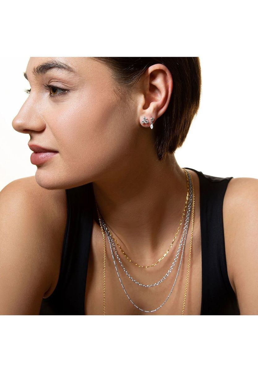 XENOX Damen Ohrstecker, 925er Silber, WEISSGOLD, 45