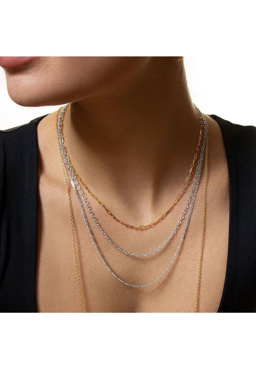 XENOX Damen Kette, 925er Silber, WEISSGOLD, 45