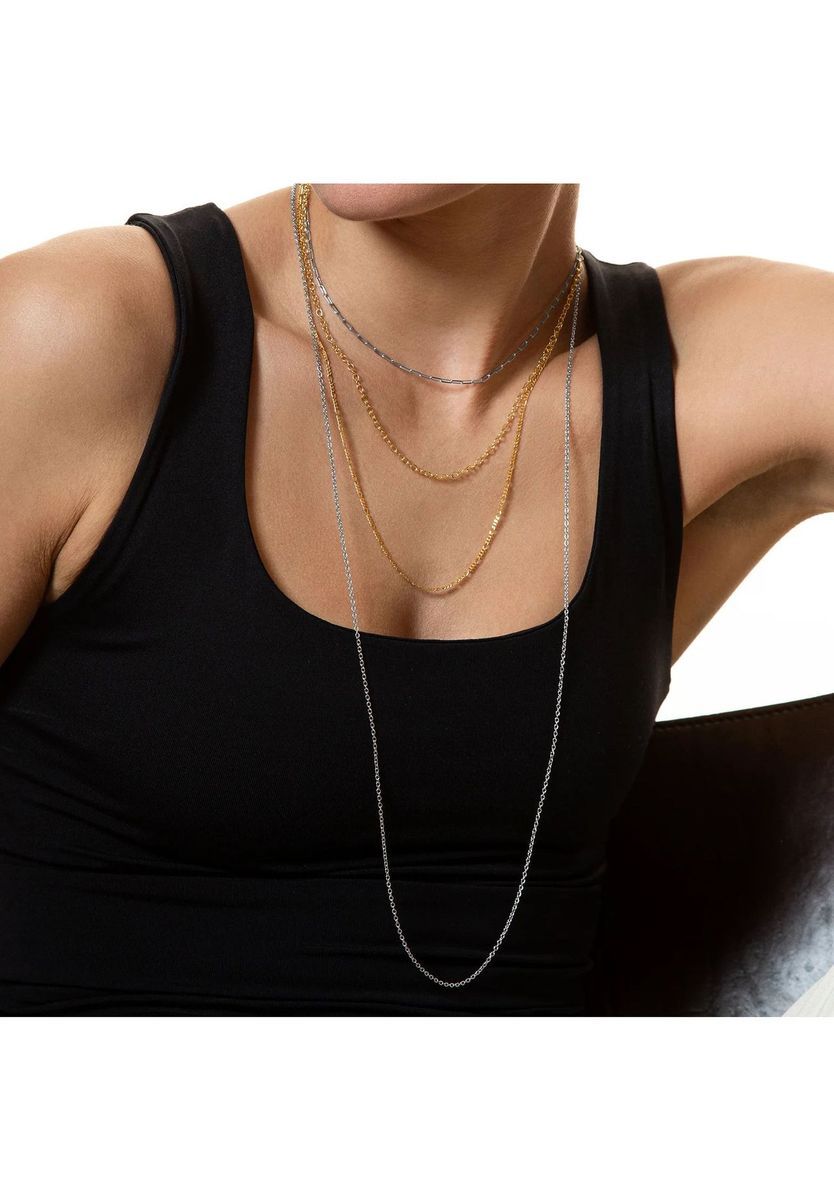 XENOX Damen Kette, 925er Silber, WEISSGOLD, 45