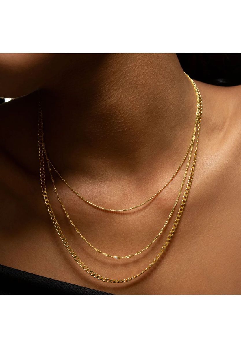 XENOX Damen Kette, 925er Silber, GELBGOLD, 42