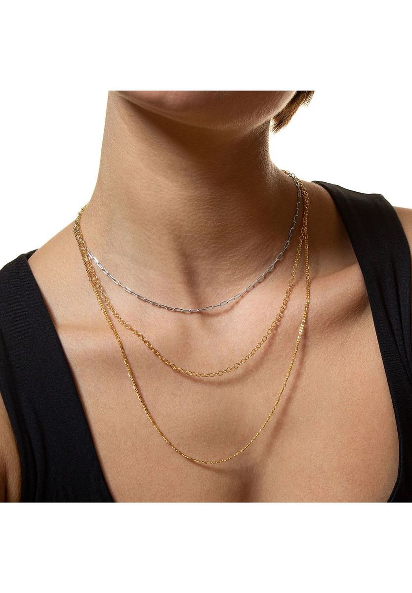 XENOX Damen Kette, 925er Silber, GELBGOLD, 40
