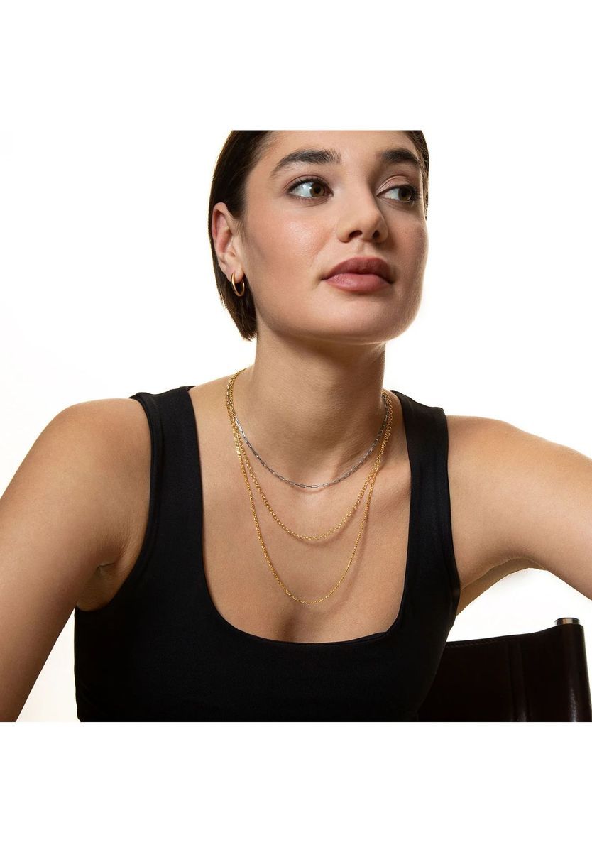 XENOX Damen Kette, 925er Silber, GELBGOLD, 45