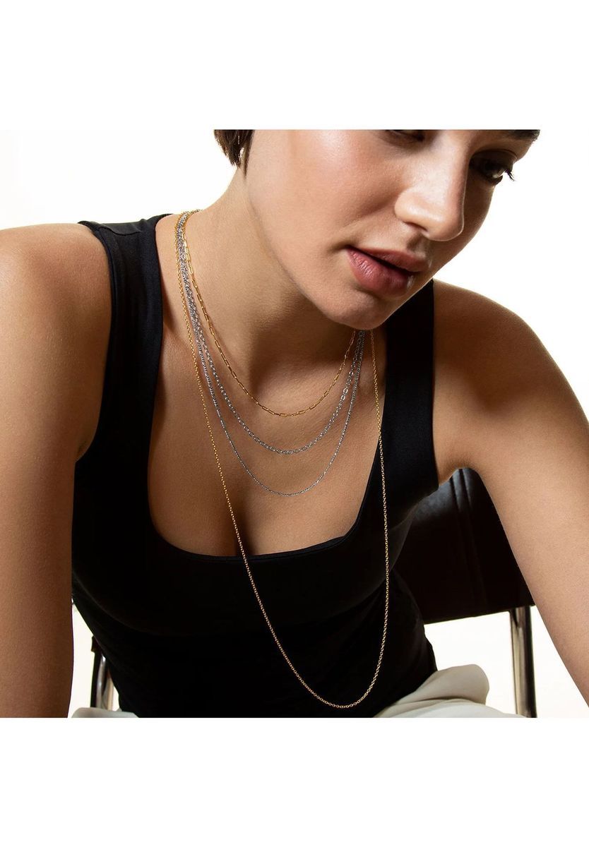 XENOX Damen Kette, 925er Silber, GELBGOLD, 45