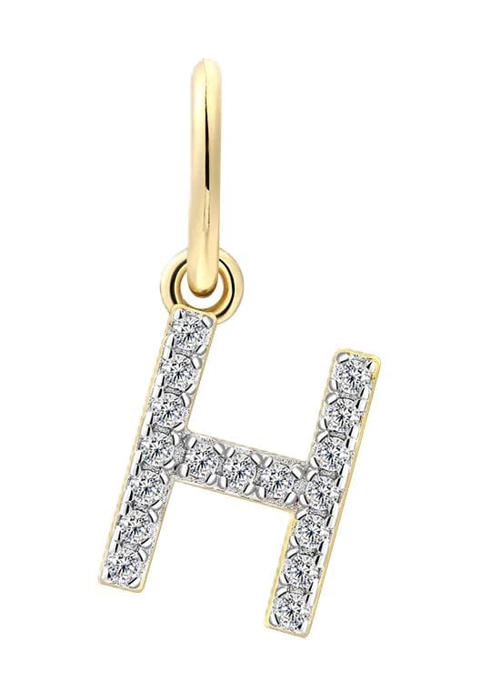 Funkelnder Buchstaben H Gold Anhänger