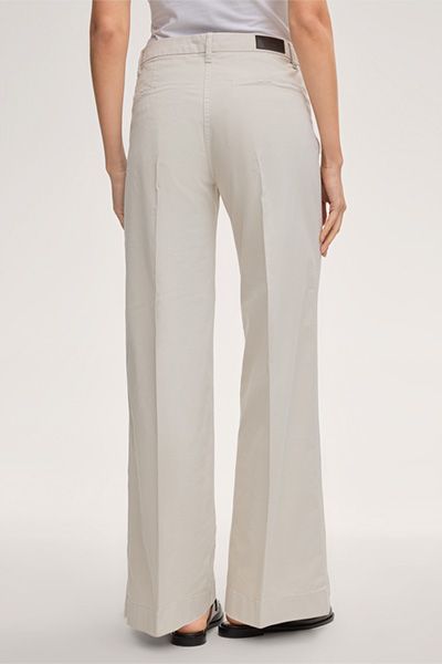 Windsor Ivory Baumwoll Stretch Marlene Hose Weites Bein Hohe Taille