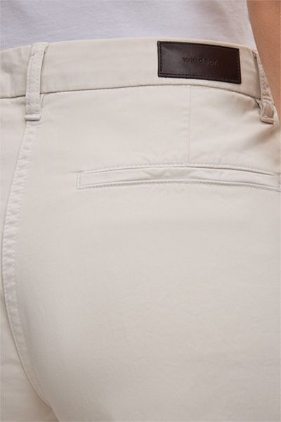 Windsor Ivory Baumwoll Stretch Marlene Hose Weites Bein Hohe Taille