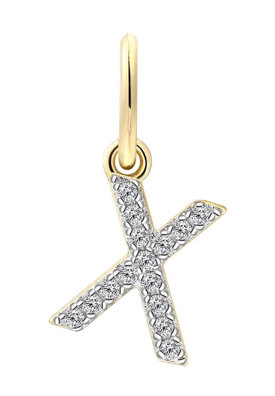Buchstabe X Anhänger mit Zirkonia