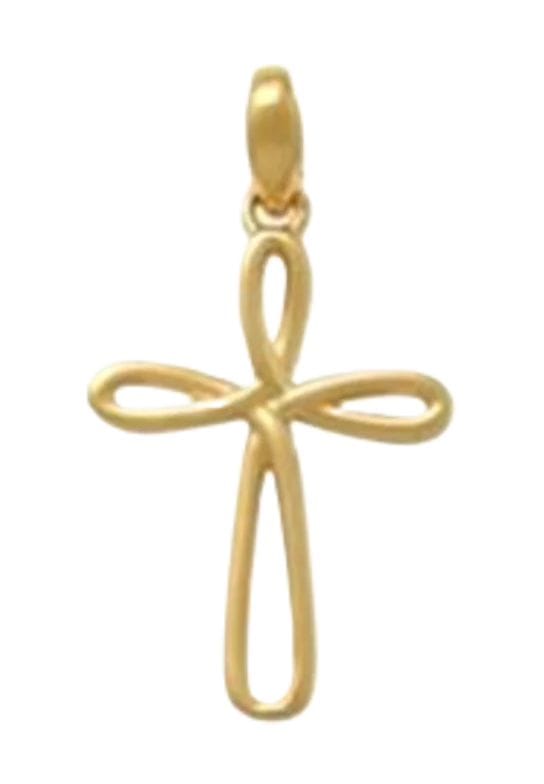 Goldener, zierlicher durchbrochener Kreuzanhänger