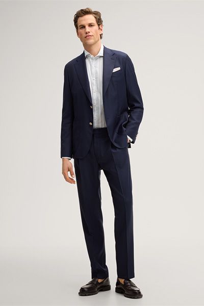 Gestreiftes Baumwollhemd Lano in Grau-Weiß, Slim Fit