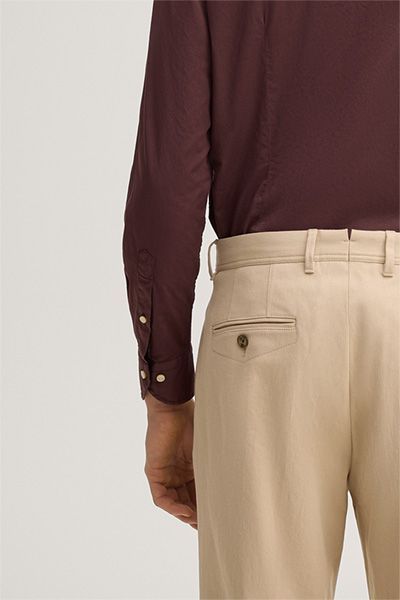 Lano Baumwollhemd in Bordeaux Rot mit Haifischkragen