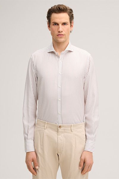 Windsor Lano Lyocell-Leinenhemd rot-weiß gestreift langärmlig