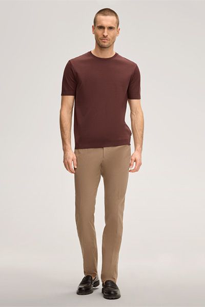 Baumwoll-Chino Cino in Camel mit geradem Bein und Gürtelschlaufen