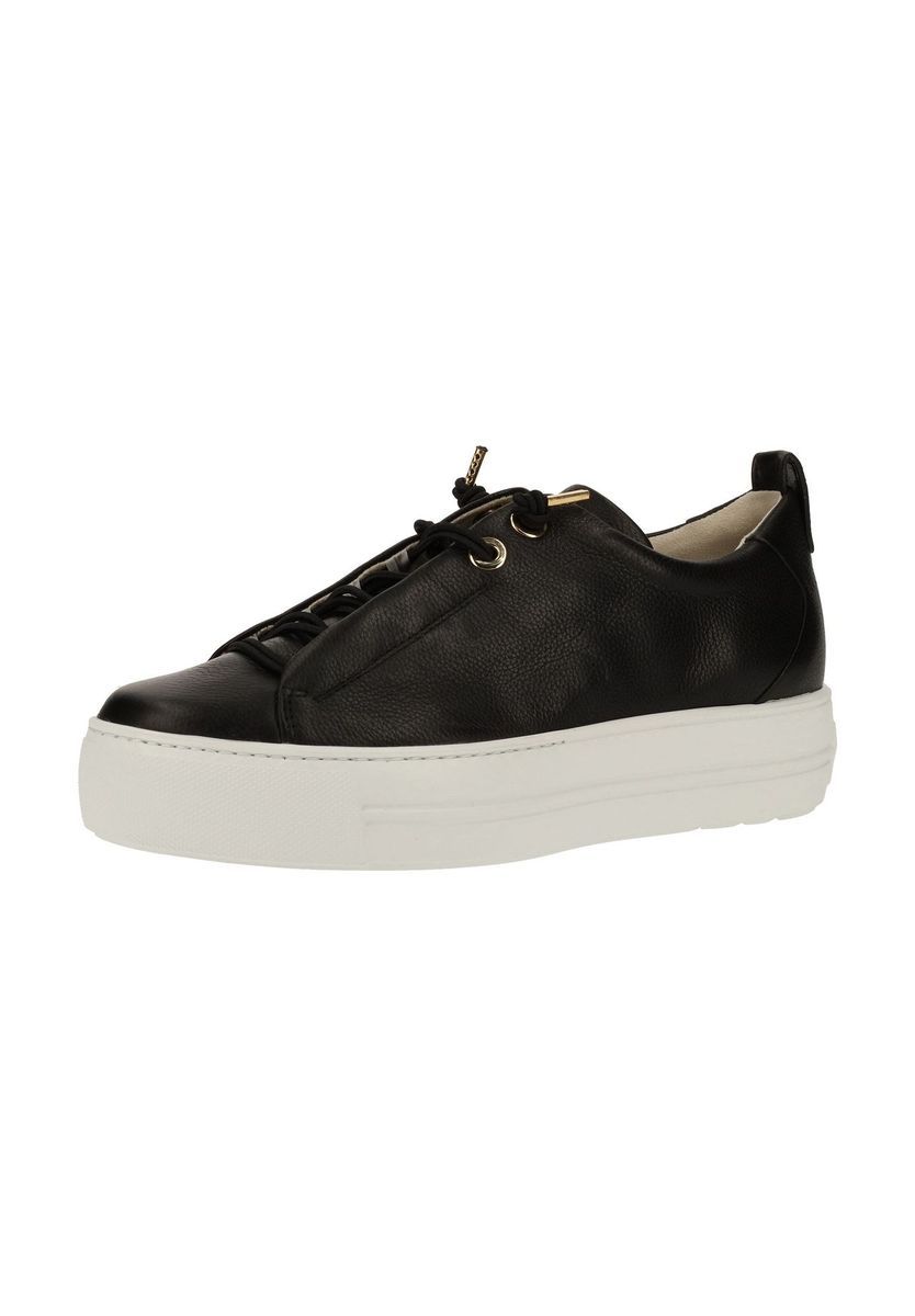 Schwarze Leder Plateau Low-Top Sneaker