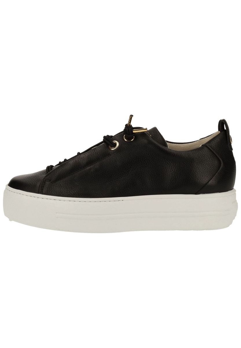 Schwarze Leder Plateau Low-Top Sneaker