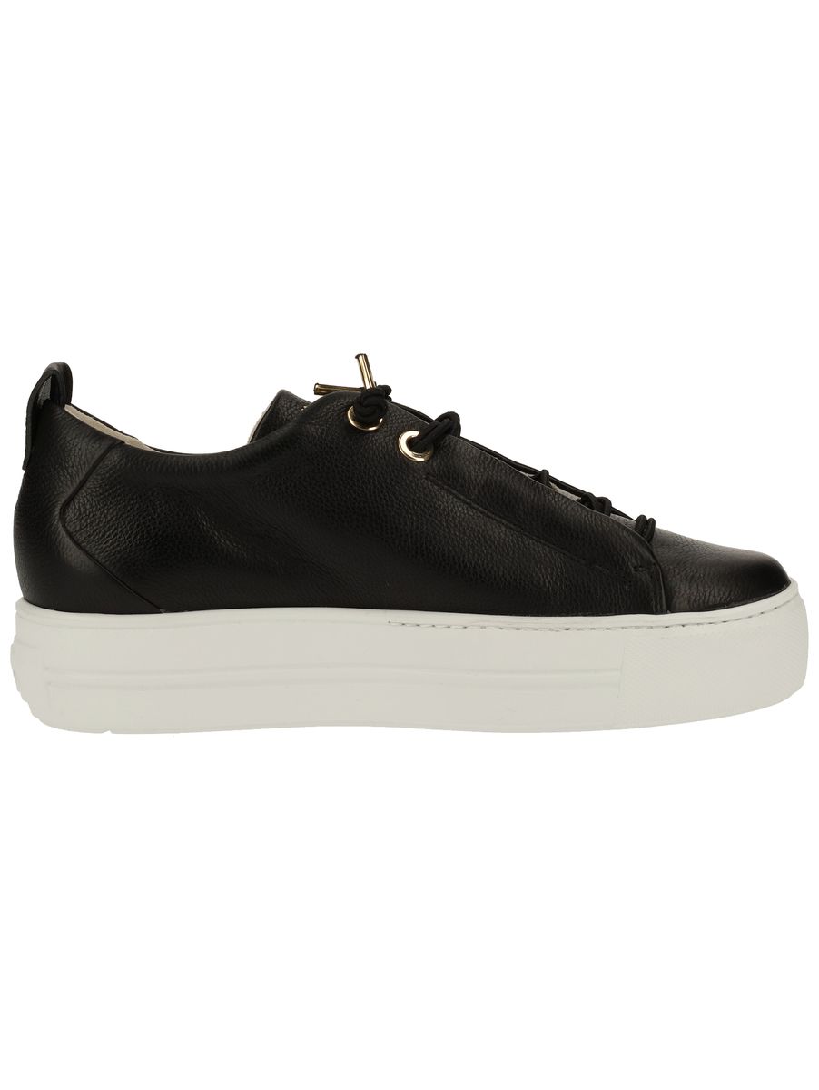 Schwarze Leder Plateau Low-Top Sneaker