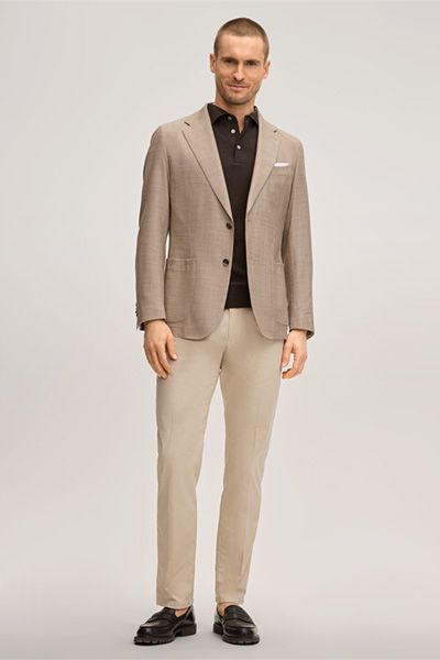 Baumwoll-Chinohose Cino mit Bundfalten in Beige