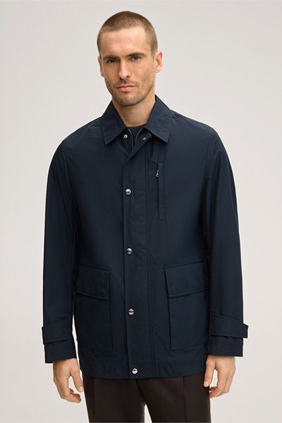 Windsor Ascanio Marineblaues Baumwollmischungs-Hemdjacke mit Kragen
