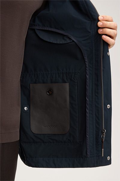 Windsor Ascanio Marineblaues Baumwollmischungs-Hemdjacke mit Kragen