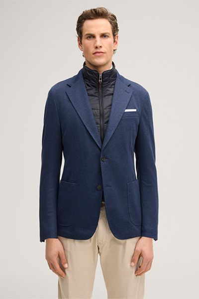 Windsor Triest Blau Gemusterter Blazer mit Zip-Inlay Weste