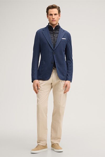 Windsor Triest Blau Gemusterter Blazer mit Zip-Inlay Weste