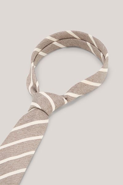 Windsor Seidenmischung Krawatte gestreift Grau Ecru diagonales Muster