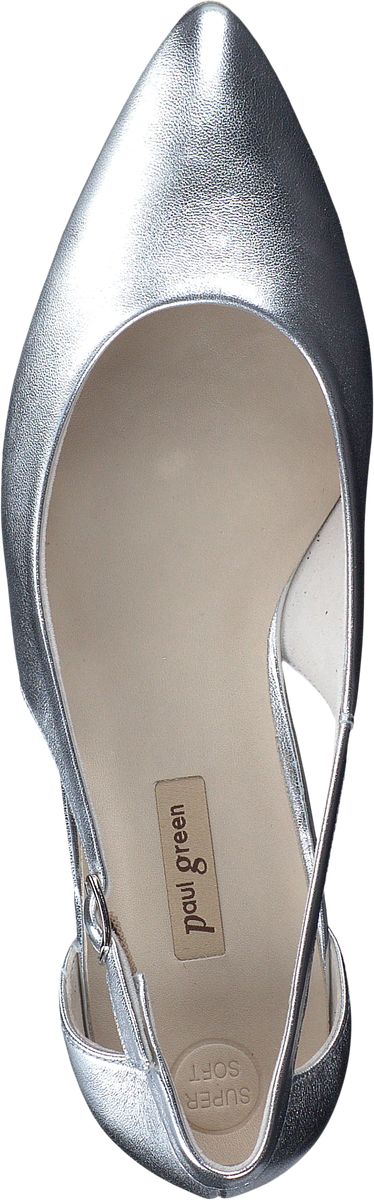 Elegante silberne Lederballerinas mit spitzer Zehenkappe