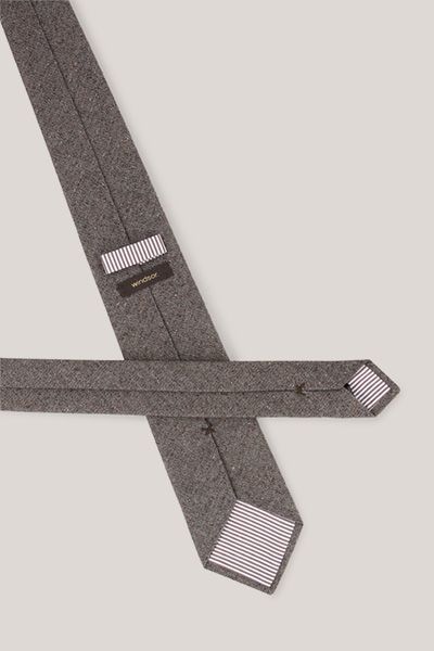 Windsor Seiden-Baumwoll-Krawatte in Braunem Strukturstoff