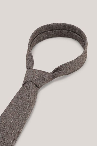 Windsor Seiden-Baumwoll-Krawatte in Braunem Strukturstoff