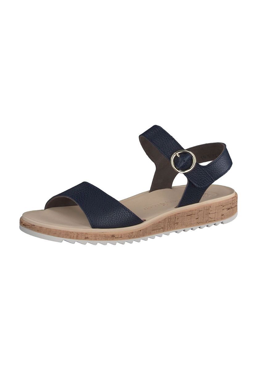 Marineblaue Ledersandalen mit Knöchelriemen