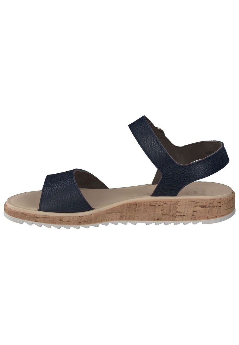 Marineblaue Ledersandalen mit Knöchelriemen
