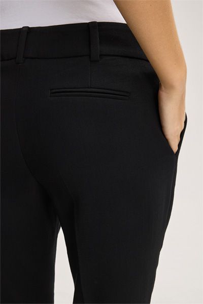 Schwarze Wollcrêpe Anzughose Slim Fit Knöchellang